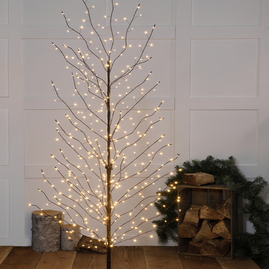 2m Warm White LED Windswept Black Tree - 400 LEDs