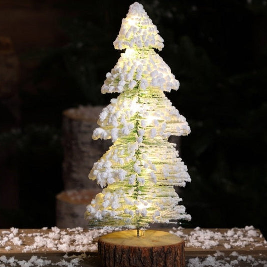 36cm Warm White LED Snowy Needle Tree