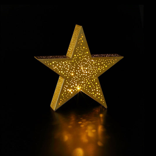 29cm Light-up Warm White Metal Gold Star