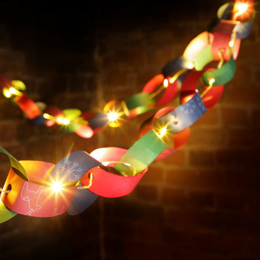 2.2m DIY Patterned Paper Chain - 20 Warm White LEDs