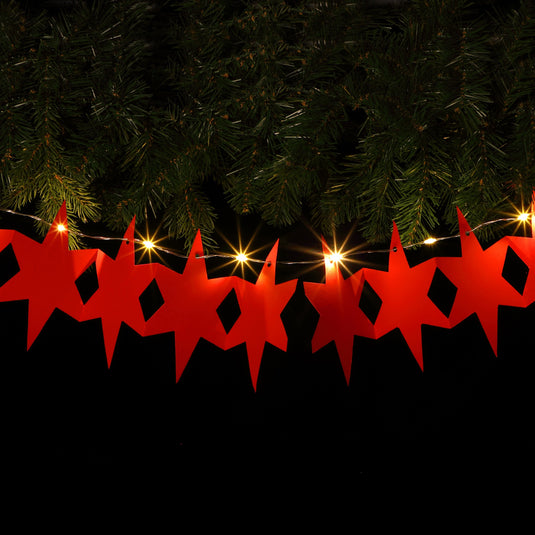 DIY Red Star Paper Chain - 10 Warm White LEDs