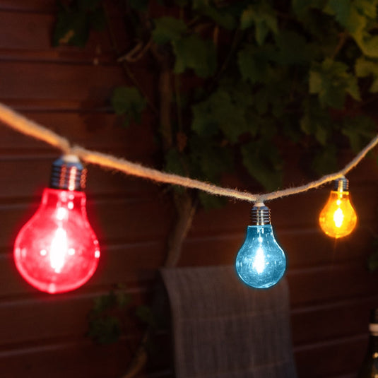 10 Multicolour Jute Rope Festoon Lights