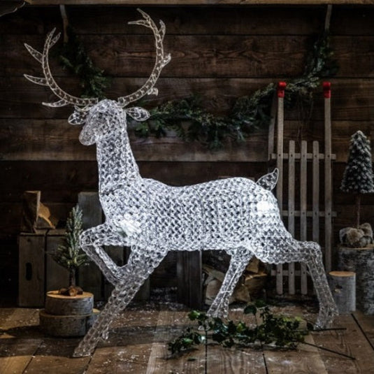 1.4m Northern Lights White Jewelled Stag - 300 LEDs