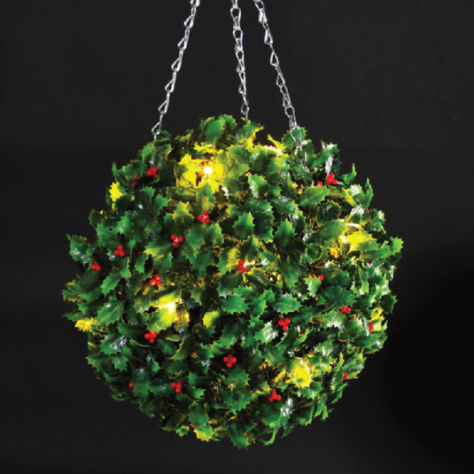 Warm White Holly and Berry Ball - 40 LEDs