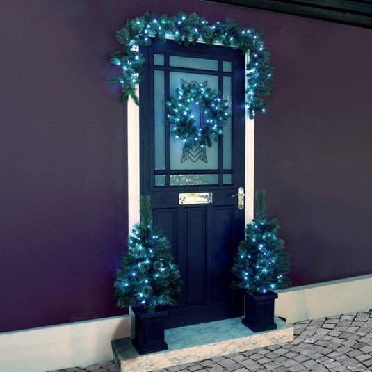 Colour Changeable Door Set with Wreath, Garland and 2 Trees - 200 LEDs