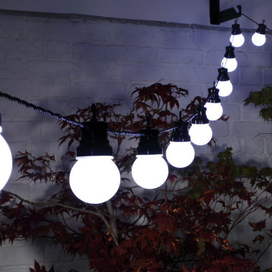 20 White Connectable Festoon Lights With Black Cable