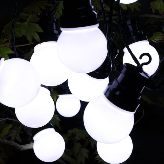 20 White Connectable Festoon Lights With Black Cable