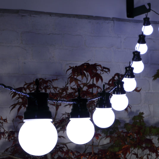 20 White Traditional Festoon Lights With Black Cable