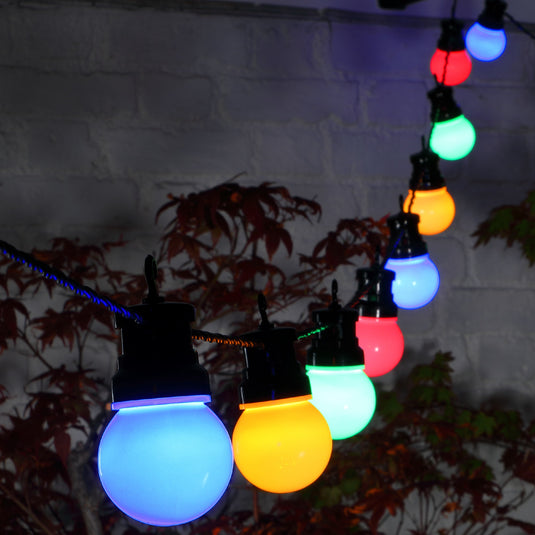 20 Multicolour Traditional Festoon Lights with Black Cable