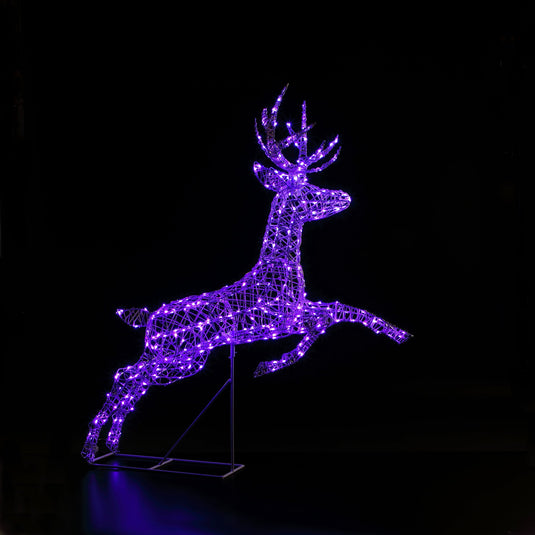 1.5m Colour Changeable White Rattan Richmond Leaping Stag -300 LEDs