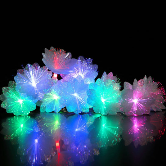 10 Colour Changing Large Flower Fibre Optic String Light