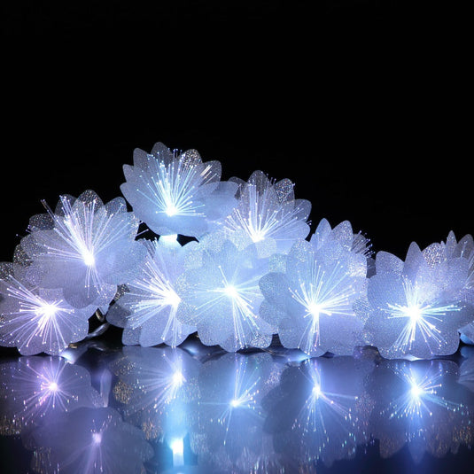 10 Colour Changing Large Flower Fibre Optic String Light