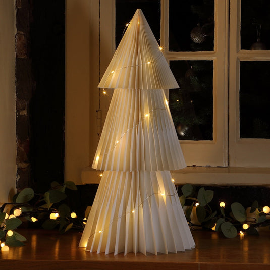 60cm Battery Operated Cream Honeycomb Tree with Warm White Wire Lights