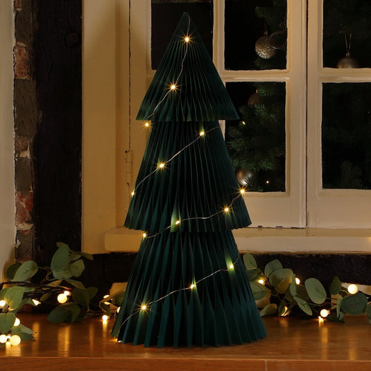 60cm Battery Operated Green Honeycomb Tree with Warm White Wire Lights