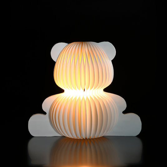 42cm Cream Honeycomb Bear with Globe Light