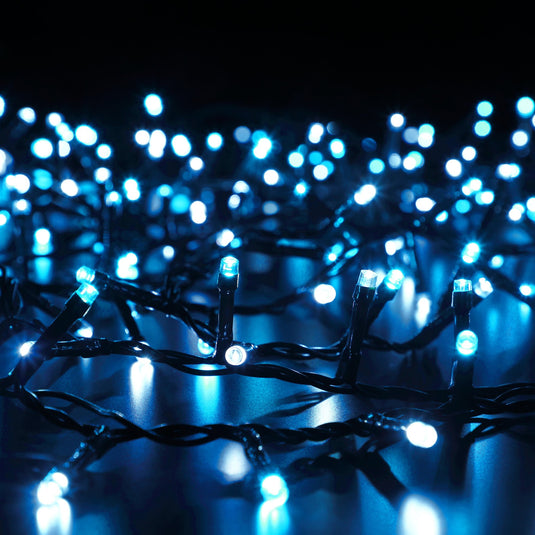 480 Ice Blue Multifunction Décor Tree Lights with Green Cable