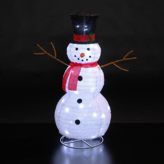 90cm Pop Up Fleece Snowman - 80 White LEDs