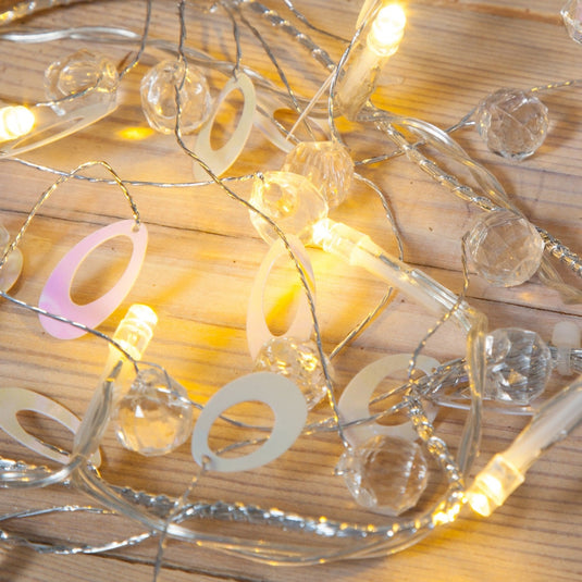 2m Warm White Iridescent Disc Garland - 20 LEDs