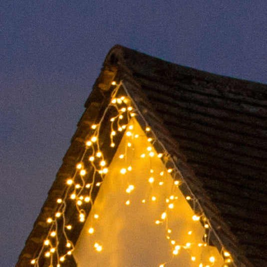 360 Warm White Snowing Icicles with White Cable