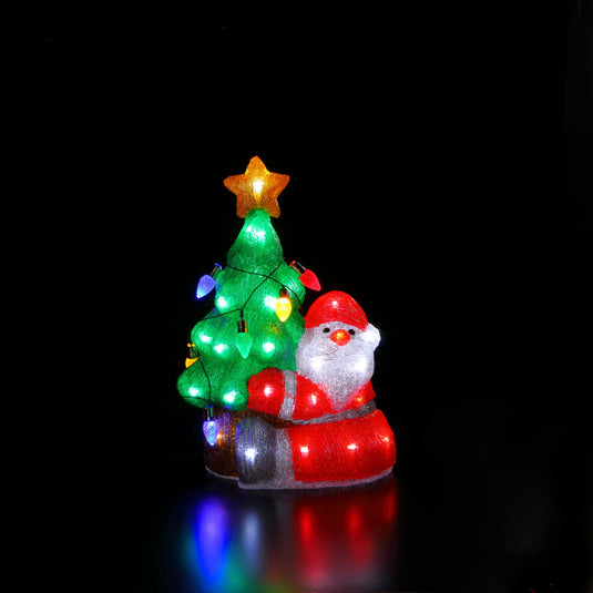 41cm Acrylic Santa & Tree with Lights