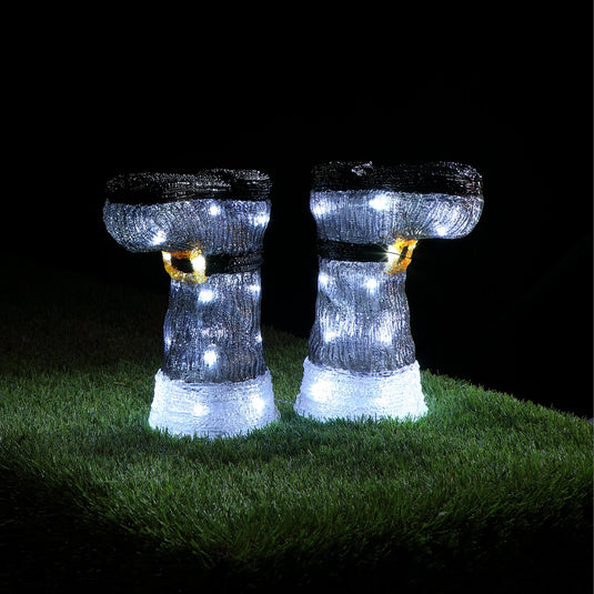 Set Of 2 Acrylic Santa Boots Stake Lights