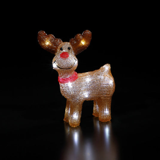 25cm Brown Acrylic Reindeer - 18 White LEDs