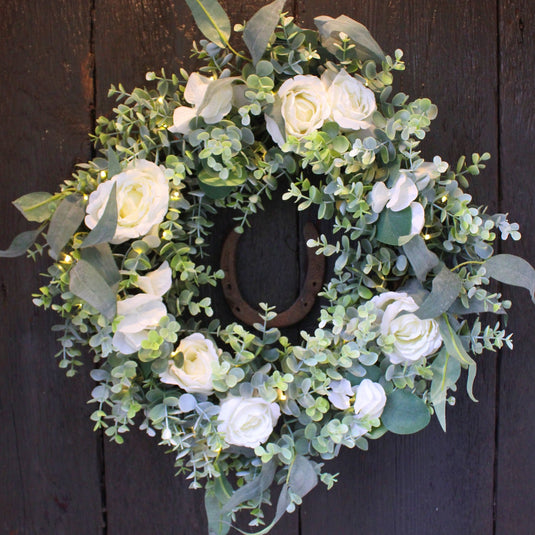 50cm Warm White Floral Wreath - 40 LEDs